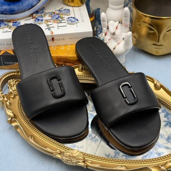 🆕 MARC JACOBS 🧿 NWOB The Snapshot Slide, Black Leather - Sz 37 US 7 - Picture 4 of 15